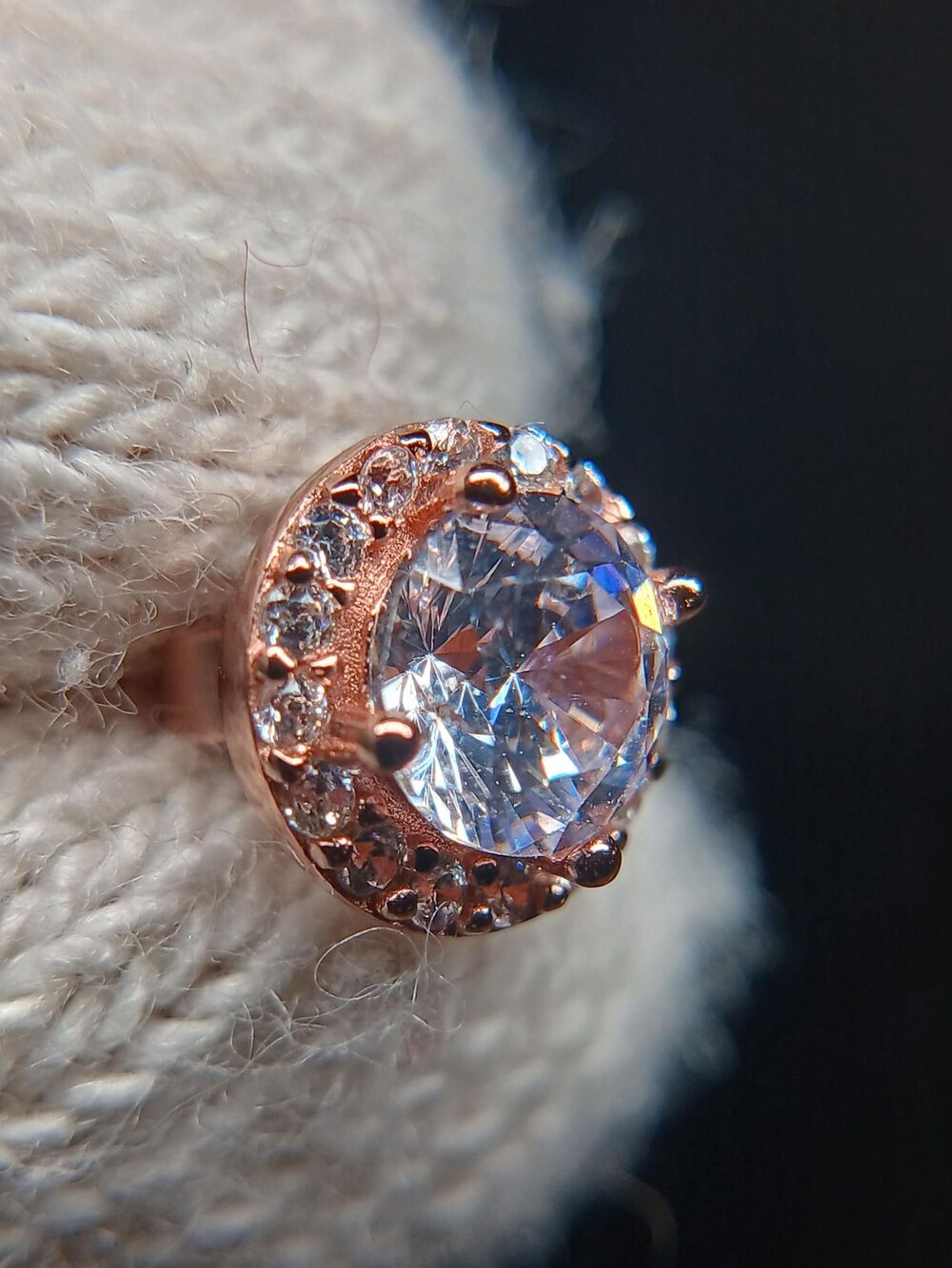 Sterling Silver 925 Rose Gold Plated CZ Stud Earrings - Picture 12 of 16